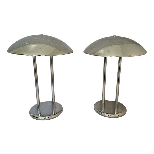 Space Age Chrome Table Lamps by Robert Sonneman for Ikea, 1990s, Set of 2 For Sale