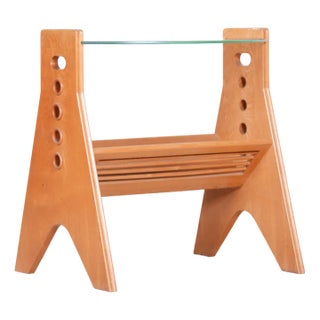 Mid-Century Coffee Table in Ash & Glass attributed to Úluv Workshop, Czech, 1950s For Sale