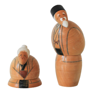 Vintage Kokeshi Dolls Couple - A Pair
