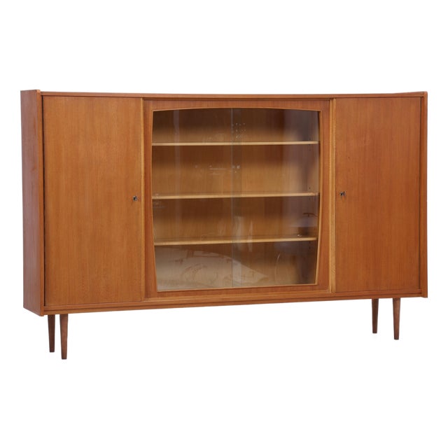 Mid-Century Display Cabinet with Sliding Glass Doors, 1960s For Sale