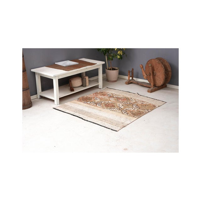 Vintage Washed Out Decorative Rug - 3`11″ X 4`6″ For Sale In Los Angeles - Image 6 of 6