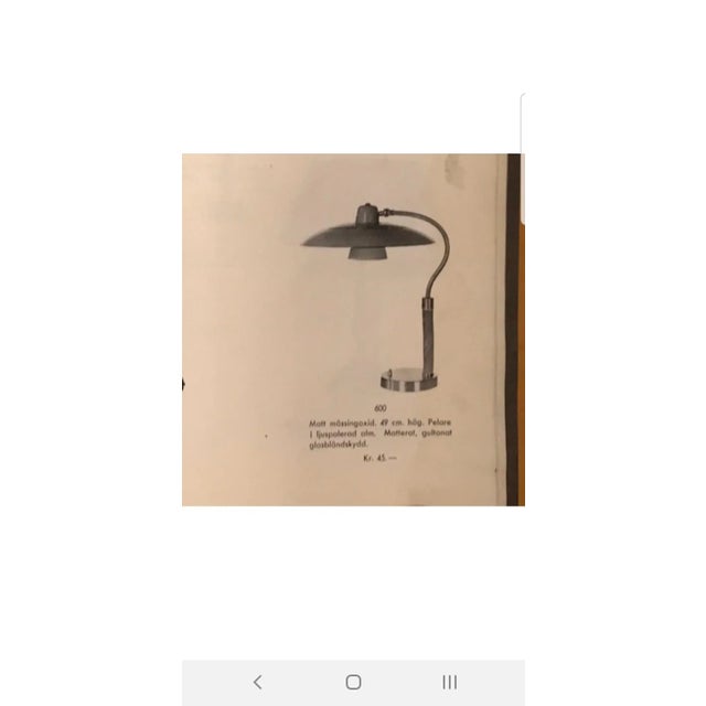 Mid-Century Swedish Model 600 Table Lamp in Brass, Glass and Wood from Boréns For Sale - Image 11 of 12