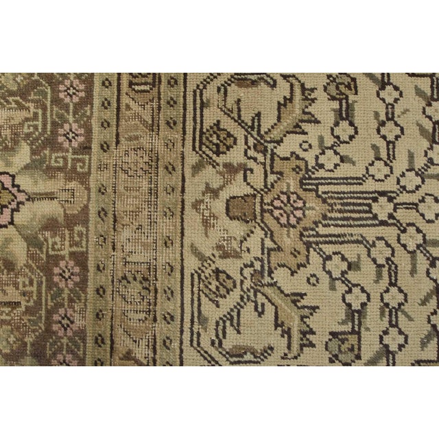 Tabriz Rug 9’8” X 12’8” Beige Wool Vintage Distressed Hand-Knotted Carpet For Sale - Image 10 of 15