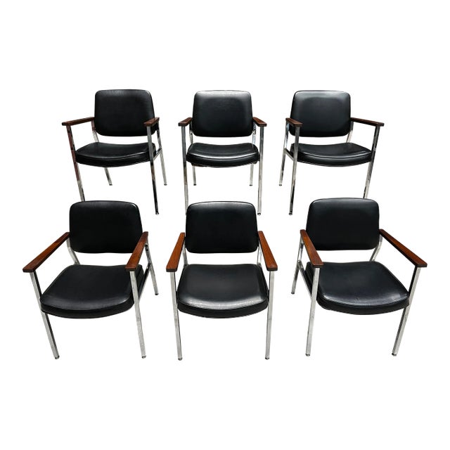Mid-Century Modern Walnut Armchairs - Set of 6 For Sale