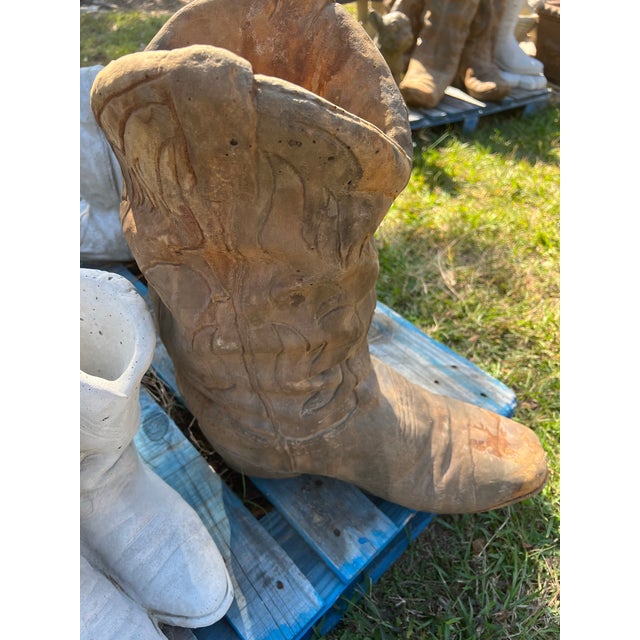 1970s Oversize Jumbo Concrete Cowboy Boot Planters - Set of 2 For Sale - Image 9 of 9