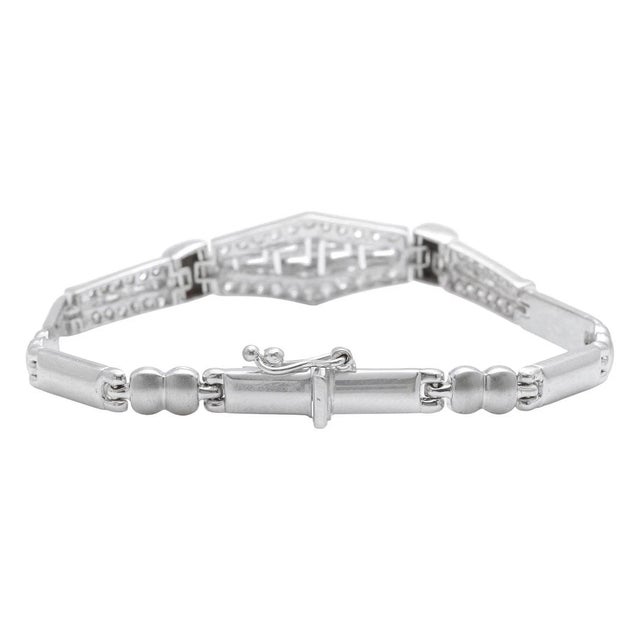 Late 20th Century Stunning Natural Diamond 14k Solid White Gold Bracelet For Sale - Image 5 of 9