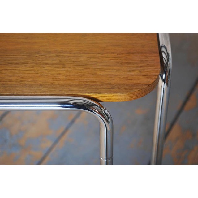 Bauhaus Dining Table, attributed to R. Slezák, Chrome, Polished Oak, Czech, 1930s For Sale - Image 9 of 18