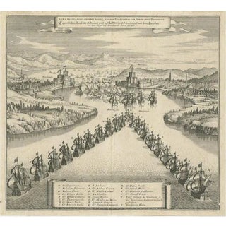 Merian, The Battle Fleet Off Constantinople, 1646, Copper Engraving For Sale