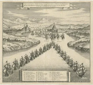 Merian, The Battle Fleet Off Constantinople, 1646, Copper Engraving