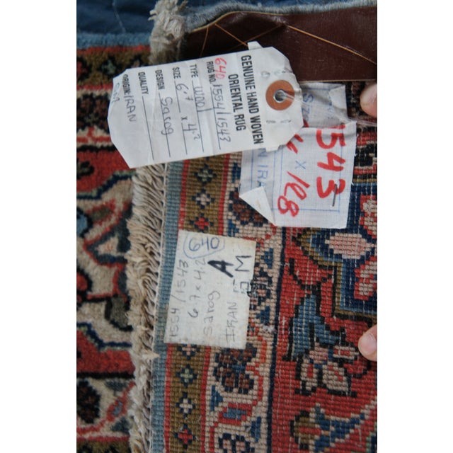 Traditional Red & Blue Geometric Floral Medallion Wool Area Rug Carpet 4 X 7' For Sale - Image 6 of 10