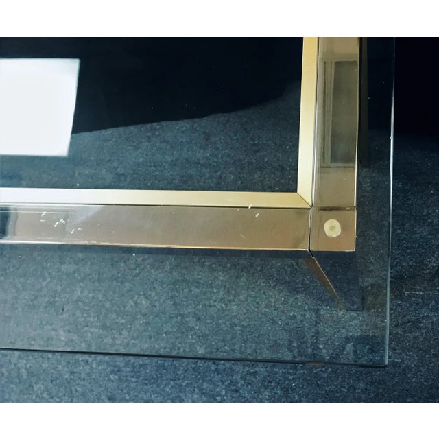 Mid Century Modern Brushed Brass and Chrome Console Table For Sale - Image 12 of 13