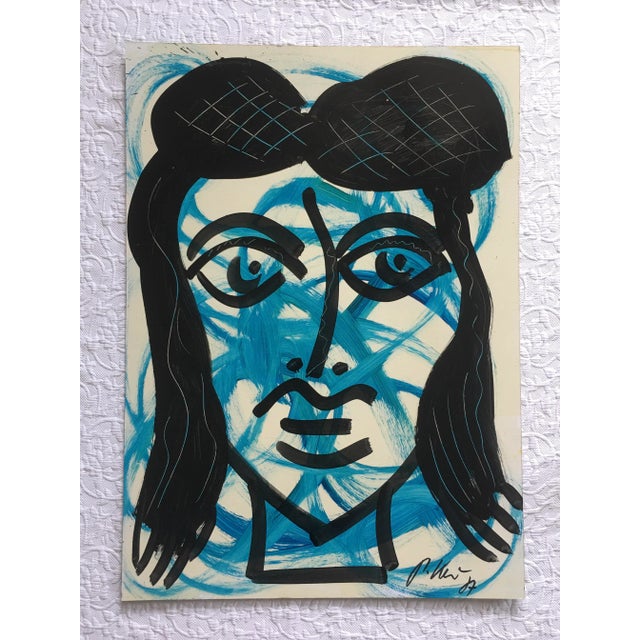 1987 Peter Keil Abstract Portrait Painting For Sale - Image 6 of 6