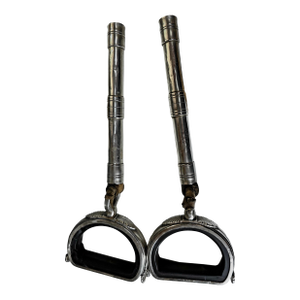 L.Begulin 800 Silver Horse Stirrups W/ Leather Straps, Pair, 800 Silver