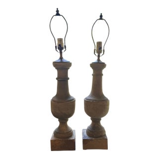 Pair 19th C. French Terracotta Baluster Lamps From Marston Luce For Sale