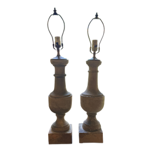 Pair 19th C. French Terracotta Baluster Lamps From Marston Luce