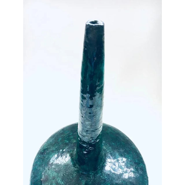 Handmade Art Pottery Ceramic Fluted Vase, Belgium, 1970s For Sale - Image 6 of 10