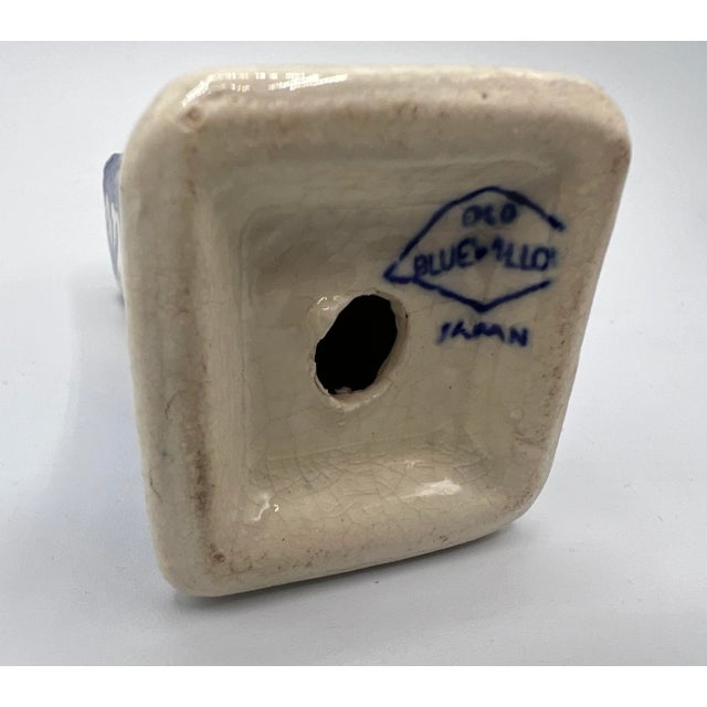 Ceramic Vintage Blue and White Ceramic Salt and Pepper Shakers, Stamped "Blue Willow" Japan For Sale - Image 7 of 8