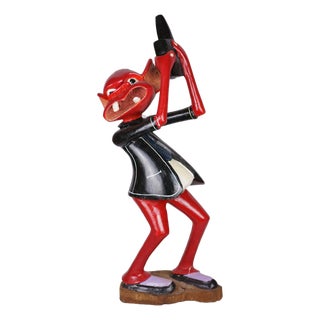 George Lilanga, Sculpture of a Red Figure, 1995, Wood For Sale