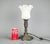 Metal Vintage Flower Shaped Metal and Frosted Glass Shade Table Lamp For Sale - Image 7 of 10