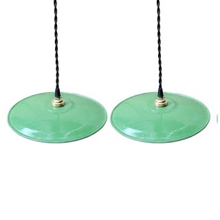 Enamelled Saucer Lamp, 1930s, Set of 2 For Sale