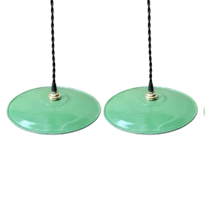 Enamelled Saucer Lamp, 1930s, Set of 2