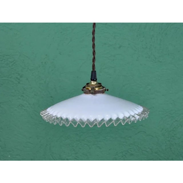 White Opaline Lamp with Flyers, 1930s For Sale - Image 10 of 11