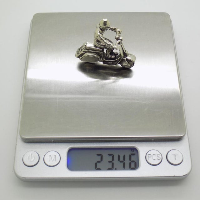 Vintage Italian Silver Vespa Piaggio Scooter Figurine, 1980s For Sale - Image 9 of 12