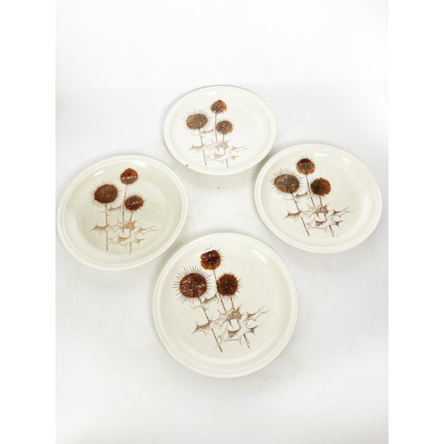 Ceramic Plates with Thistle Motifs, France, 1970s, Set of 9 For Sale - Image 12 of 14