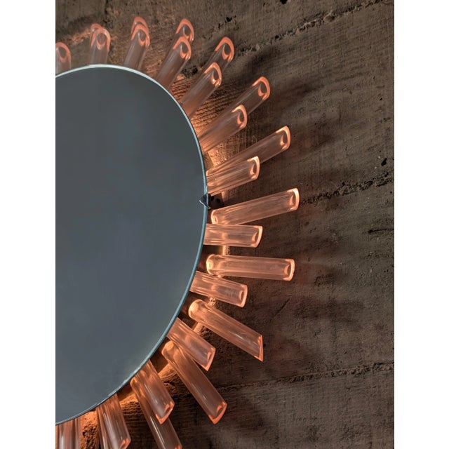 Pink Sun Mirror Lamp, 1970s For Sale - Image 4 of 10