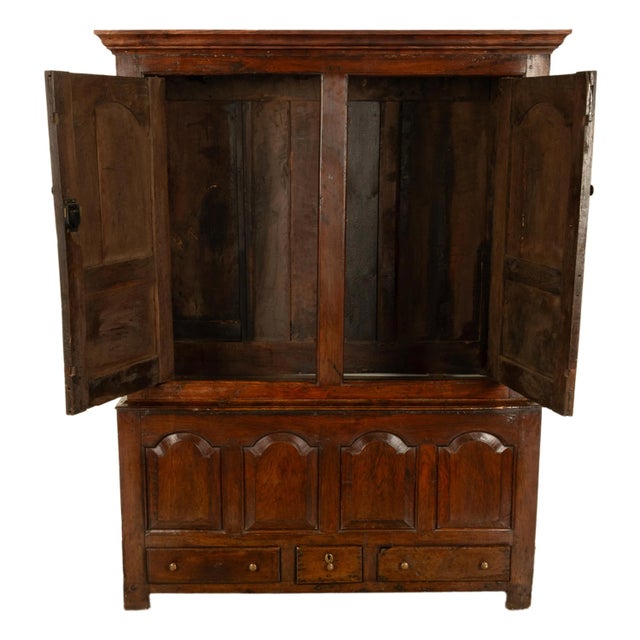 Antique 18th Century Welsh Oak Press Livery Housekeepers Cupboard Cabinet Chest 1750 For Sale - Image 9 of 14