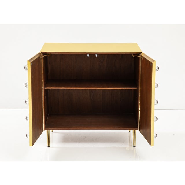 Butter Yellow 90-Sphere Murano Glass Cabinet with Brass Legs from Justfurnituress SRL For Sale - Image 4 of 9