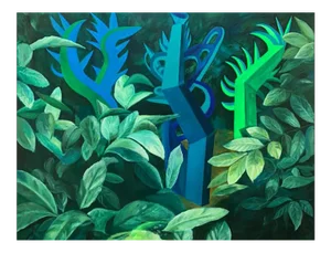 Large z.m. Dawgiello Buildings in the Big Jungle 56 X 70 In.