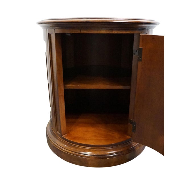 Brown Bernhardt Furniture Solid Cherry Traditional Italian Inspired 28" Round Drum Storage End Table 327-216 For Sale - Image 8 of 13