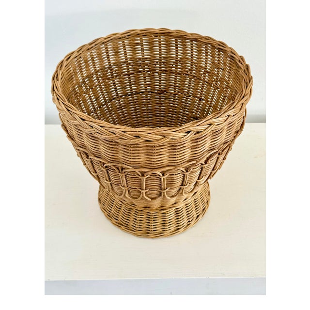 Rattan Pedestal Planter Basket For Sale - Image 4 of 6