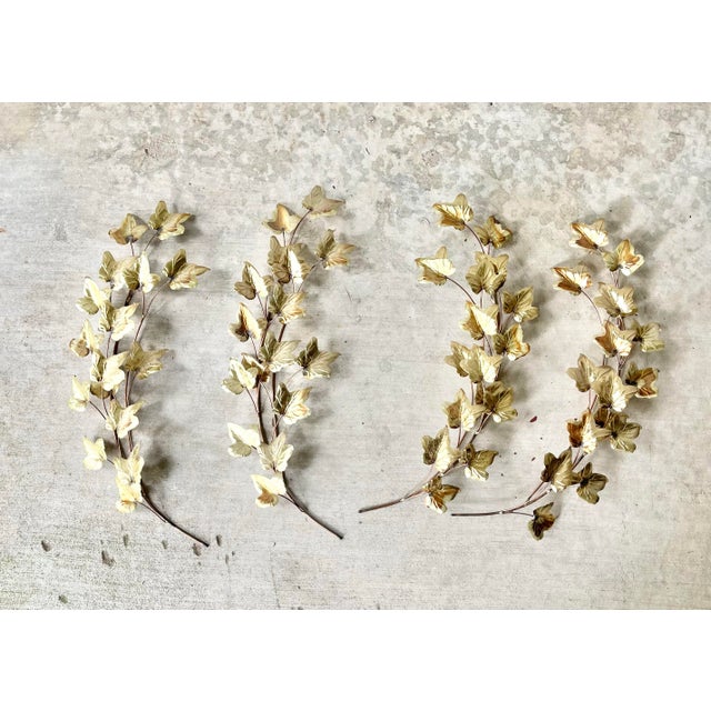 Mid-Century Modern 1970s Vintage Curtis Jere-Style 4 Gold Metal Leaf Wall Hanging Sculpture For Sale - Image 3 of 10
