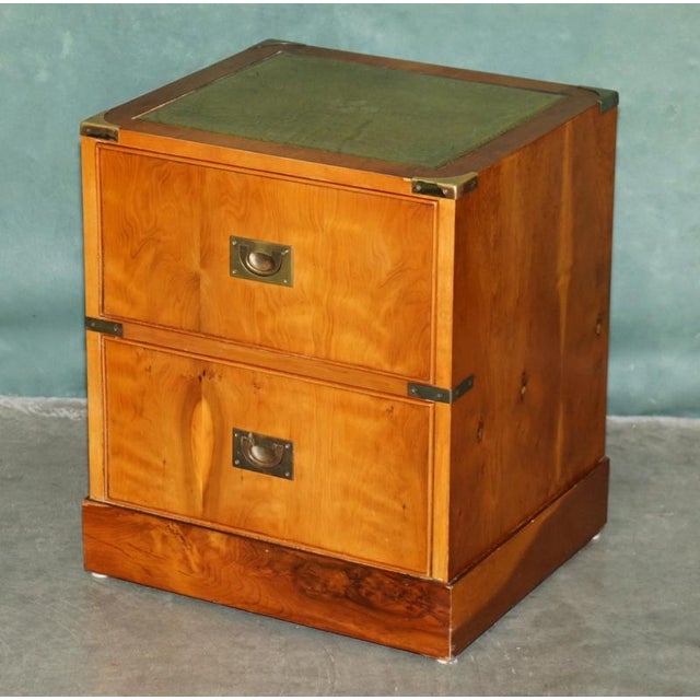 Burr Yew Wood with Green Leather Gold Lead embossed side cabinets made in the Military Campaign taste For an accurate...