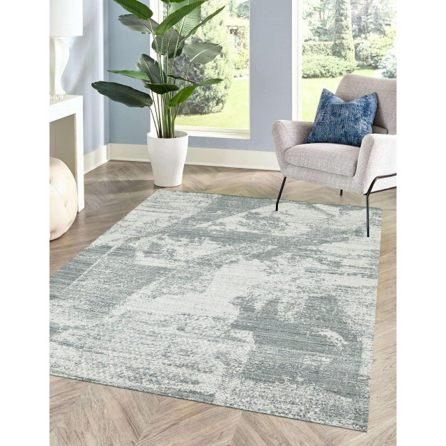 10x14 Versatile Freya Gray Silver Abstract Contemporary Handmade Wool Carpet Rug For Sale - Image 4 of 11
