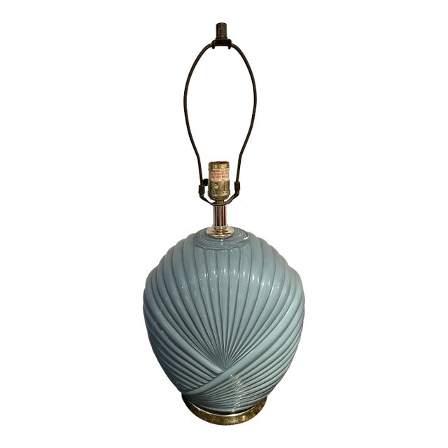 1980s Art Deco Blue Shell Table Lamp For Sale