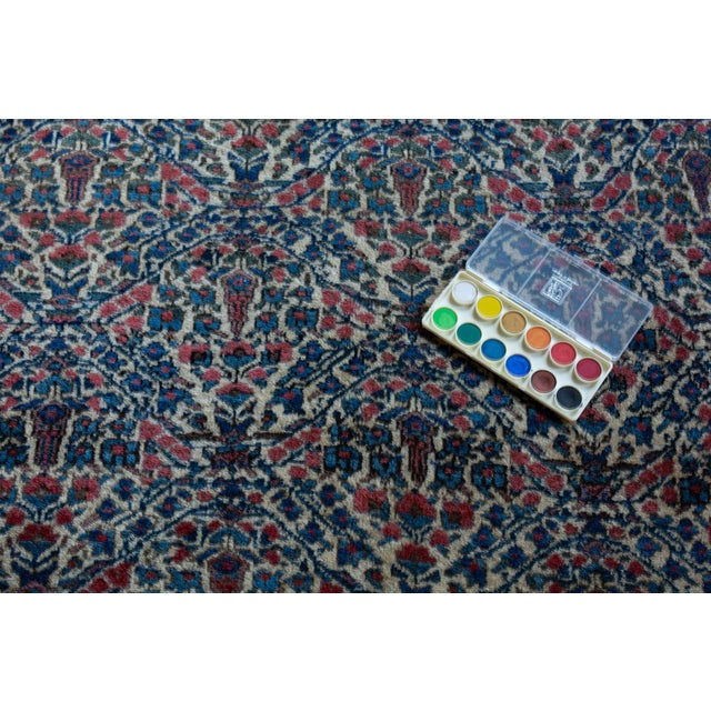 Early 1900s Antique Floral Botanical Allover Ivory Cream Blue Navy Hand Knotted Rug - 4’8” X 6' For Sale - Image 11 of 13