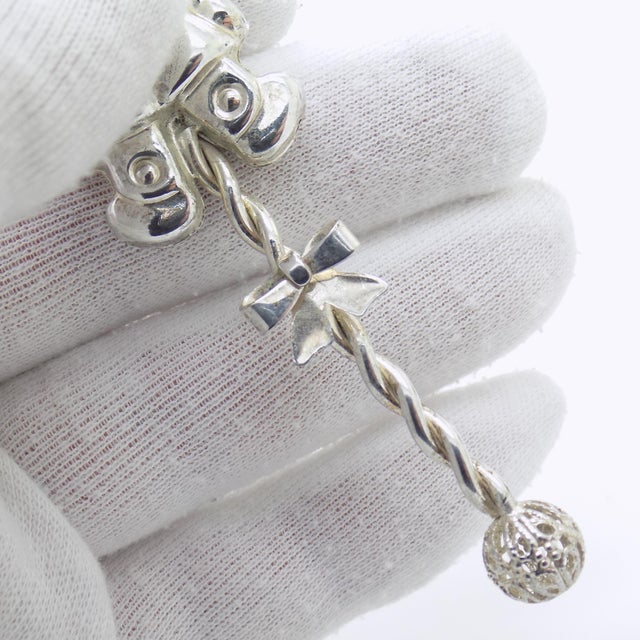 1980s Vintage Italian Handmade Genuine Silver 800 925 Decorative Pinocchio Baby Rattle For Sale - Image 5 of 9