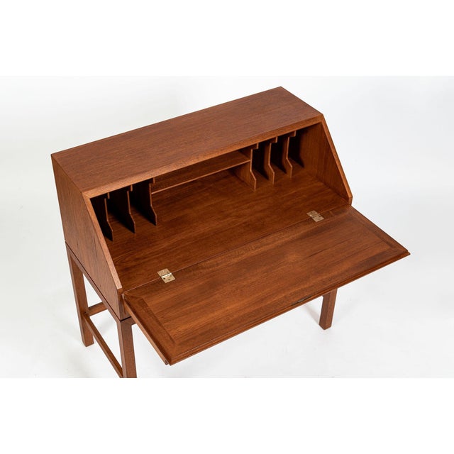 Danish Mid-Century Modern Teak Dropdown Secretary Desk, 1960s For Sale - Image 9 of 18