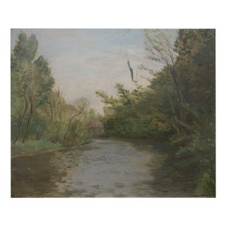 Roger Fiaux, L'arve, Oil on Cardboard, Framed For Sale