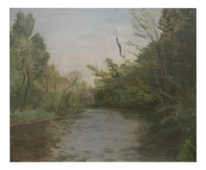 Roger Fiaux, L'arve, Oil on Cardboard, Framed