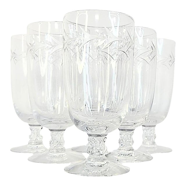 Vintage Handcut Laurel & Holly Juice Glasses- Set of Six For Sale