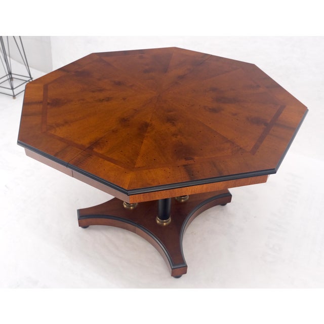 Flame Mahogany Octagon Shape Two 18" Leaves Single Base Dining Table MINT! For Sale - Image 15 of 15