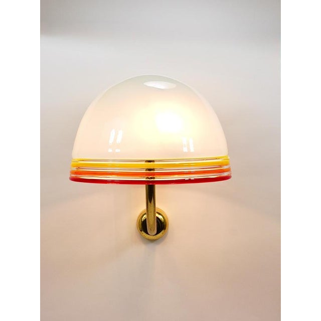 Gold Febo Wall Lamps Sconces in Brass & Murano Glass by Roberto Pamio for Leucos, Italy, 1970s, Set of 2 For Sale - Image 8 of 18