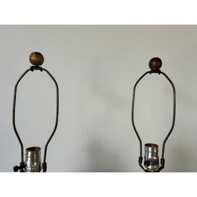 1980s Vintage Ribbed Design Ceramic Table Lamps - a Pair For Sale - Image 9 of 11