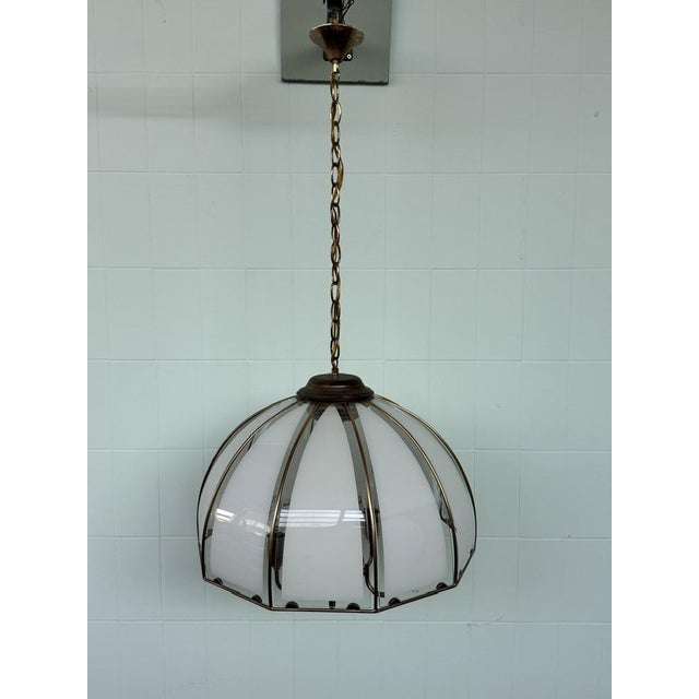 Gold Vintage Italian Hollywood Regency Style Pendant Light, 1960s For Sale - Image 8 of 18
