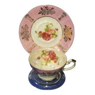 1950s Mid-Century Modern Lipper & Mann Fine Porcelain Royal Halsey Teacup & Saucer Set- 2 Pieces For Sale
