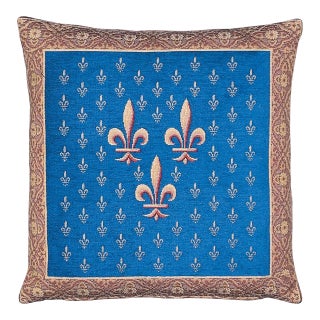 Royal Fleur De Lys Tapestry Cushion With Feather Filler - 46x46cm (18"x18") For Sale